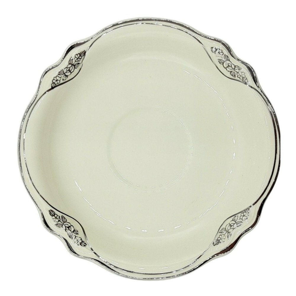 Homer Laughlin Saucer Virginia Rose Patrician Silver and Cream Vintage Drinkware